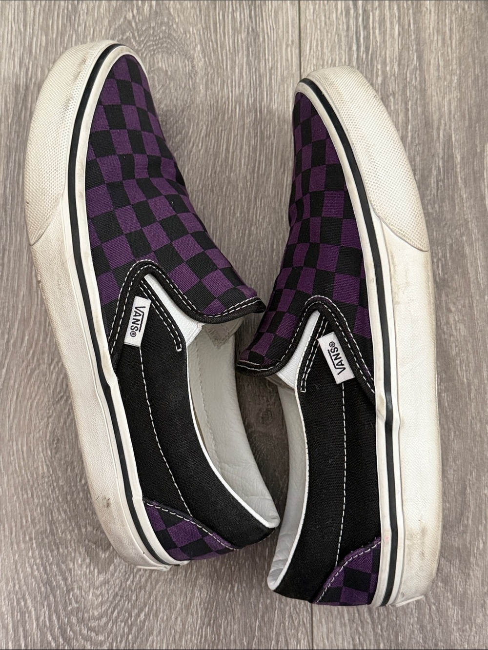 Vans Purple Black Check Classic Slip Ons Women’s 7.5 - Picture 8 of 9